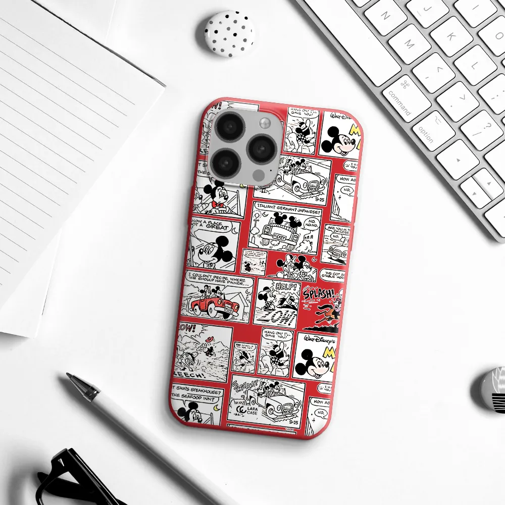 mickey mouse comic strip Apple iPhone 13 Pro Max Silicone Imperial Red Case
