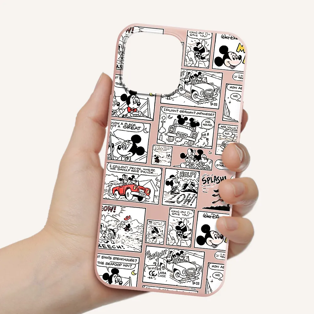 mickey mouse comic strip Apple iPhone 13 Pro Silicone pastel pink Case