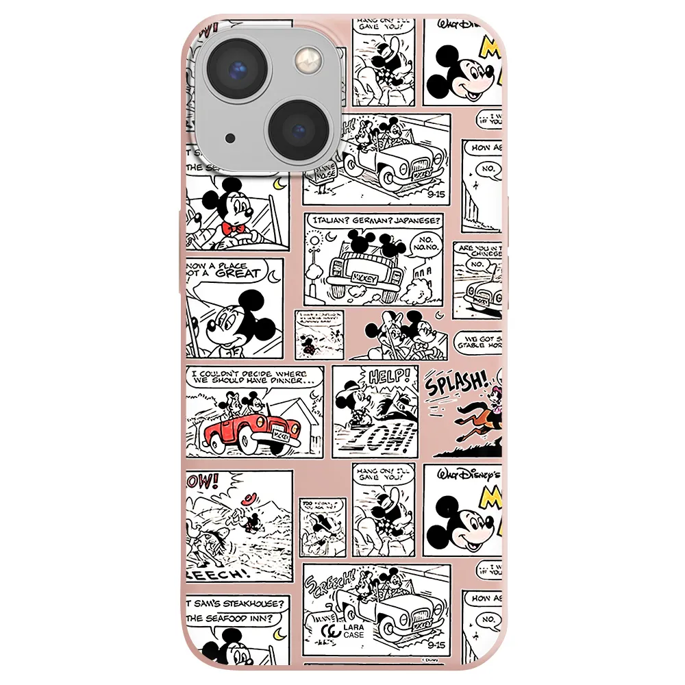 mickey mouse comic strip Apple iPhone 13 Silicone pastel pink Case
