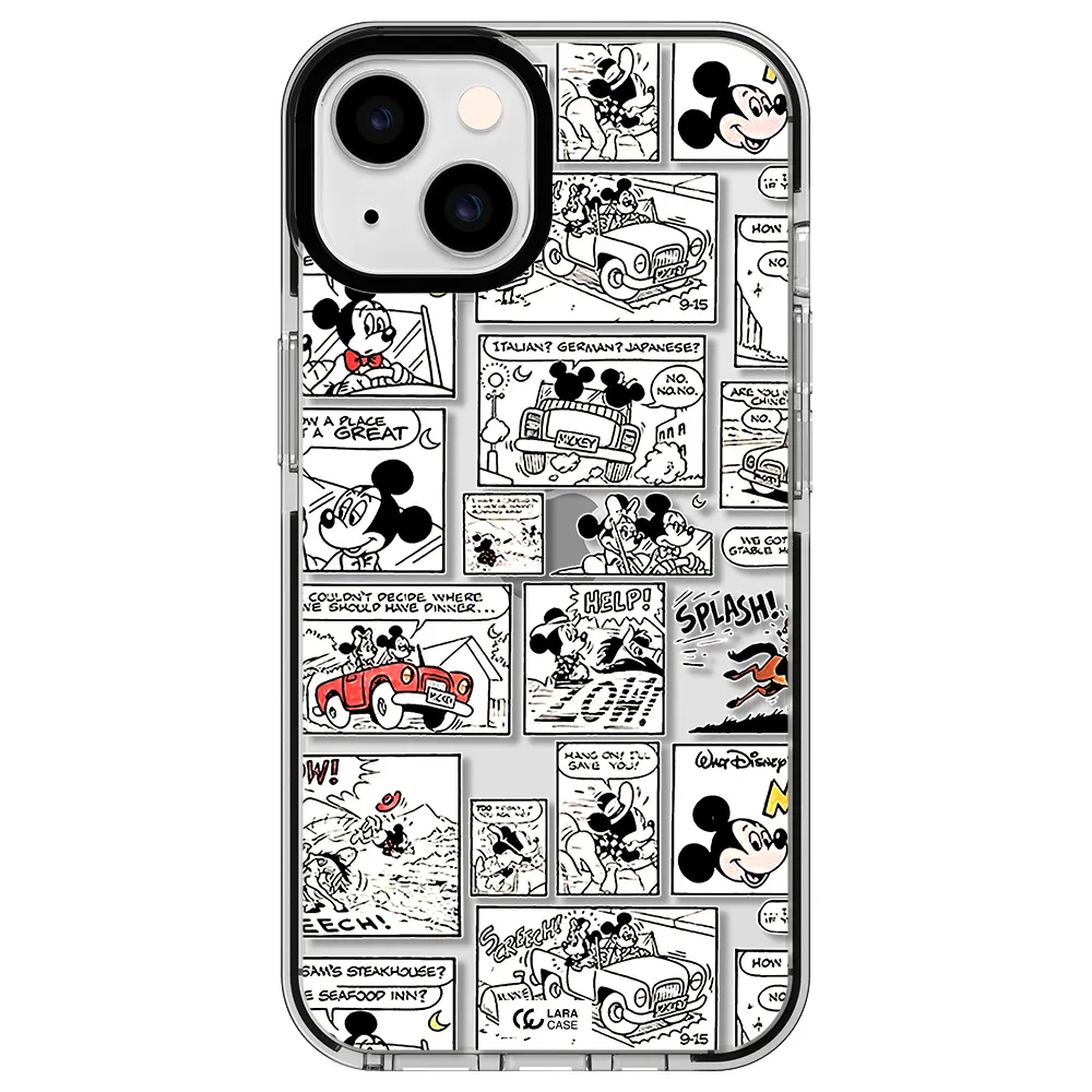 mickey mouse comic strip Apple iPhone 14 impact black border Case