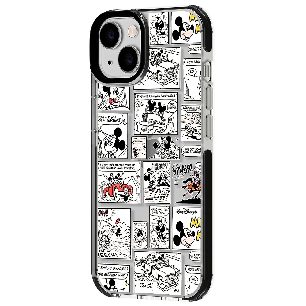 mickey mouse comic strip Apple iPhone 14 impact black border Case
