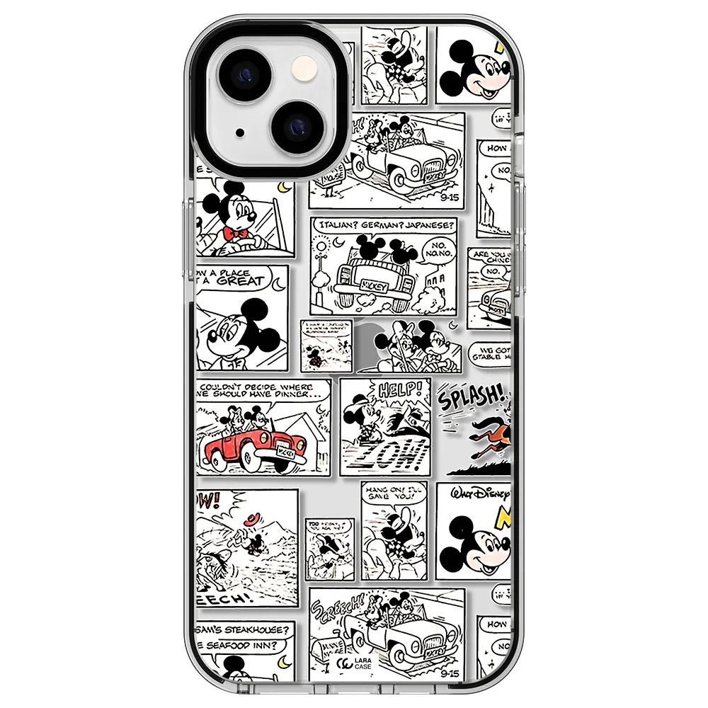 mickey mouse comic strip Apple iPhone 14 plus impact black border Case