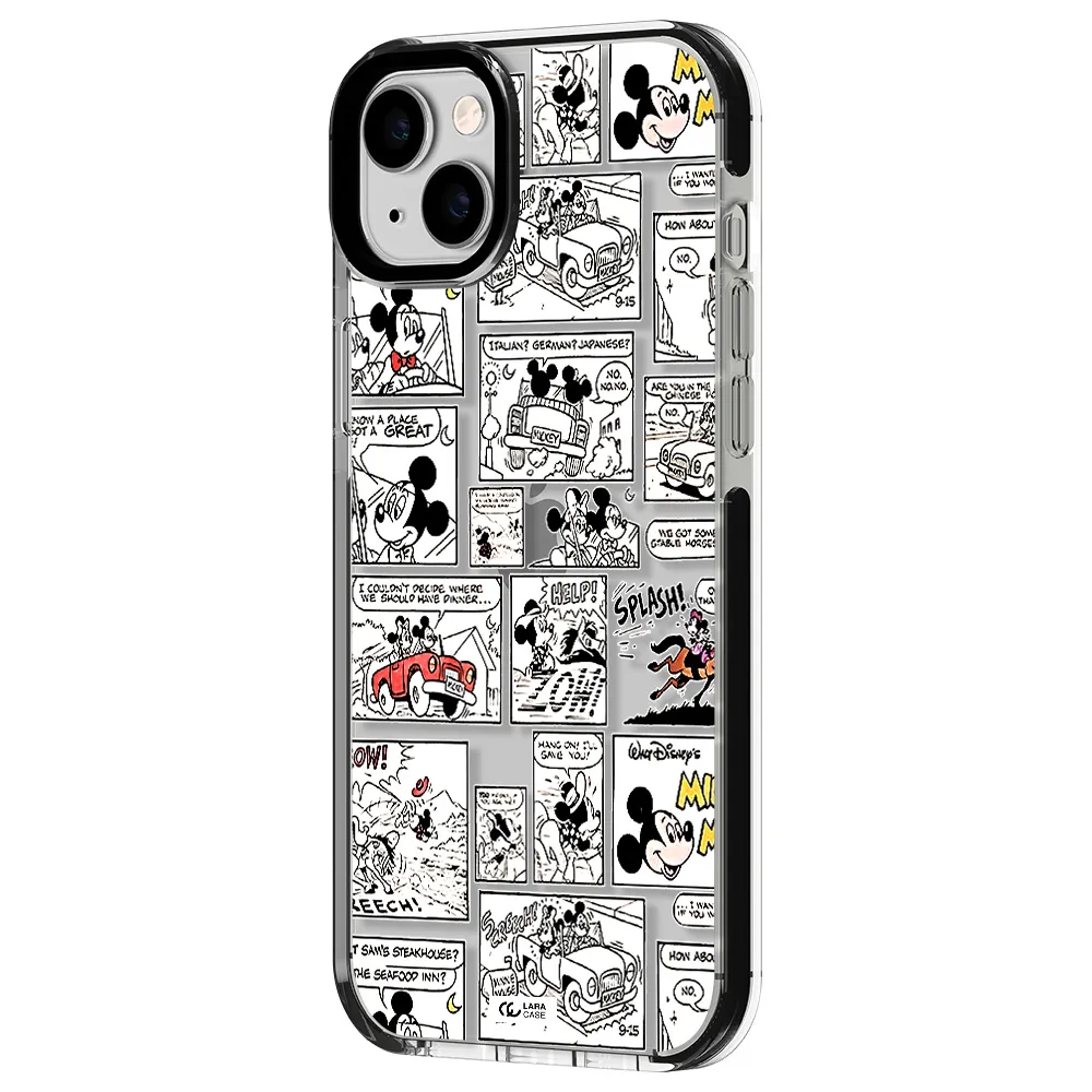 mickey mouse comic strip Apple iPhone 14 plus impact black border Case
