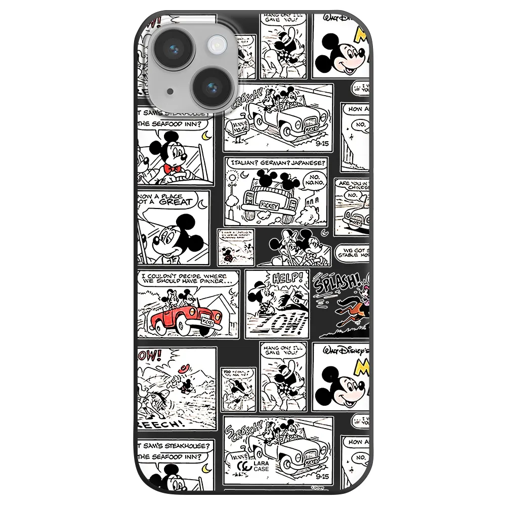 mickey mouse comic strip Apple iPhone 14 plus Silicone black Case