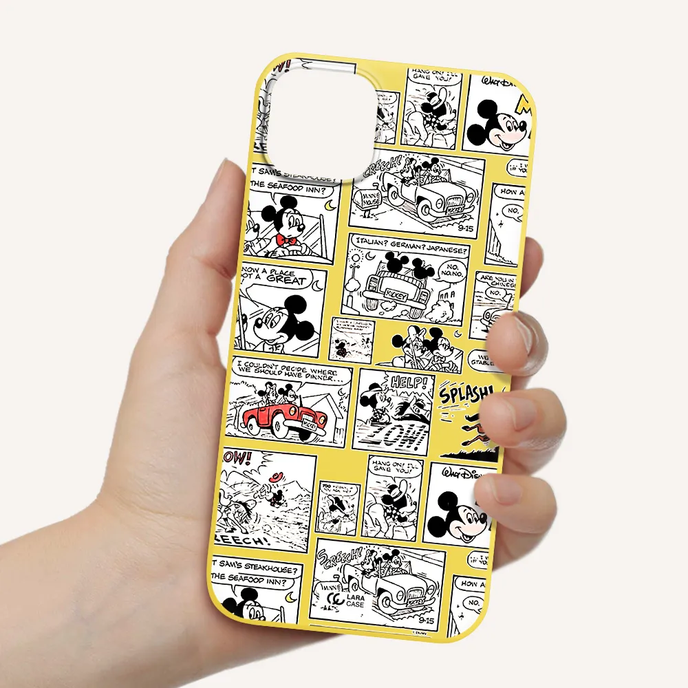 mickey mouse comic strip Apple iPhone 14 plus Silicone canary yellow Case