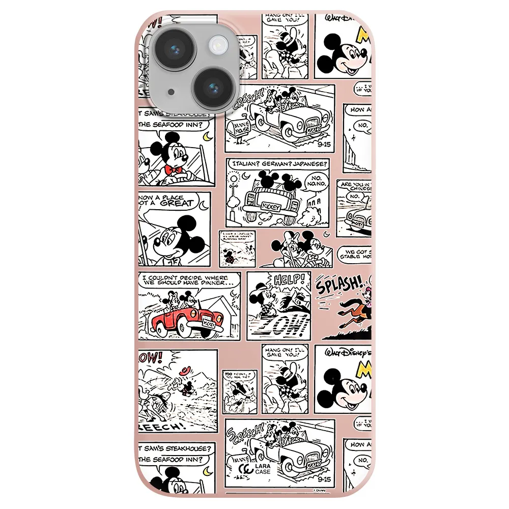mickey mouse comic strip Apple iPhone 14 plus Silicone pastel pink Case