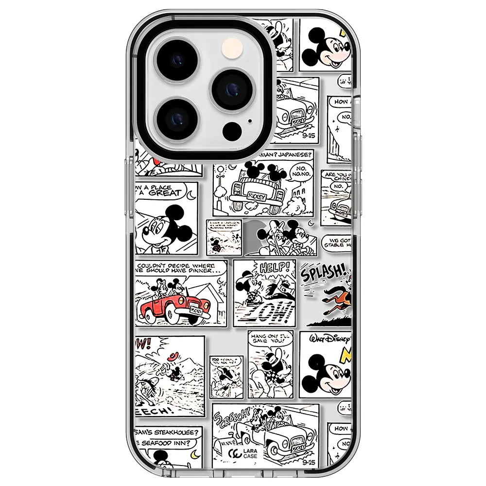 mickey mouse comic strip Apple iPhone 14 pro impact black border Case