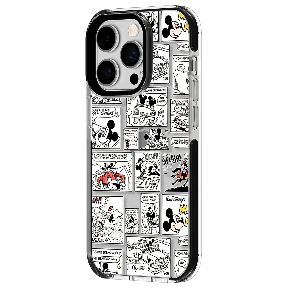 mickey mouse comic strip Apple iPhone 14 pro impact black border Case