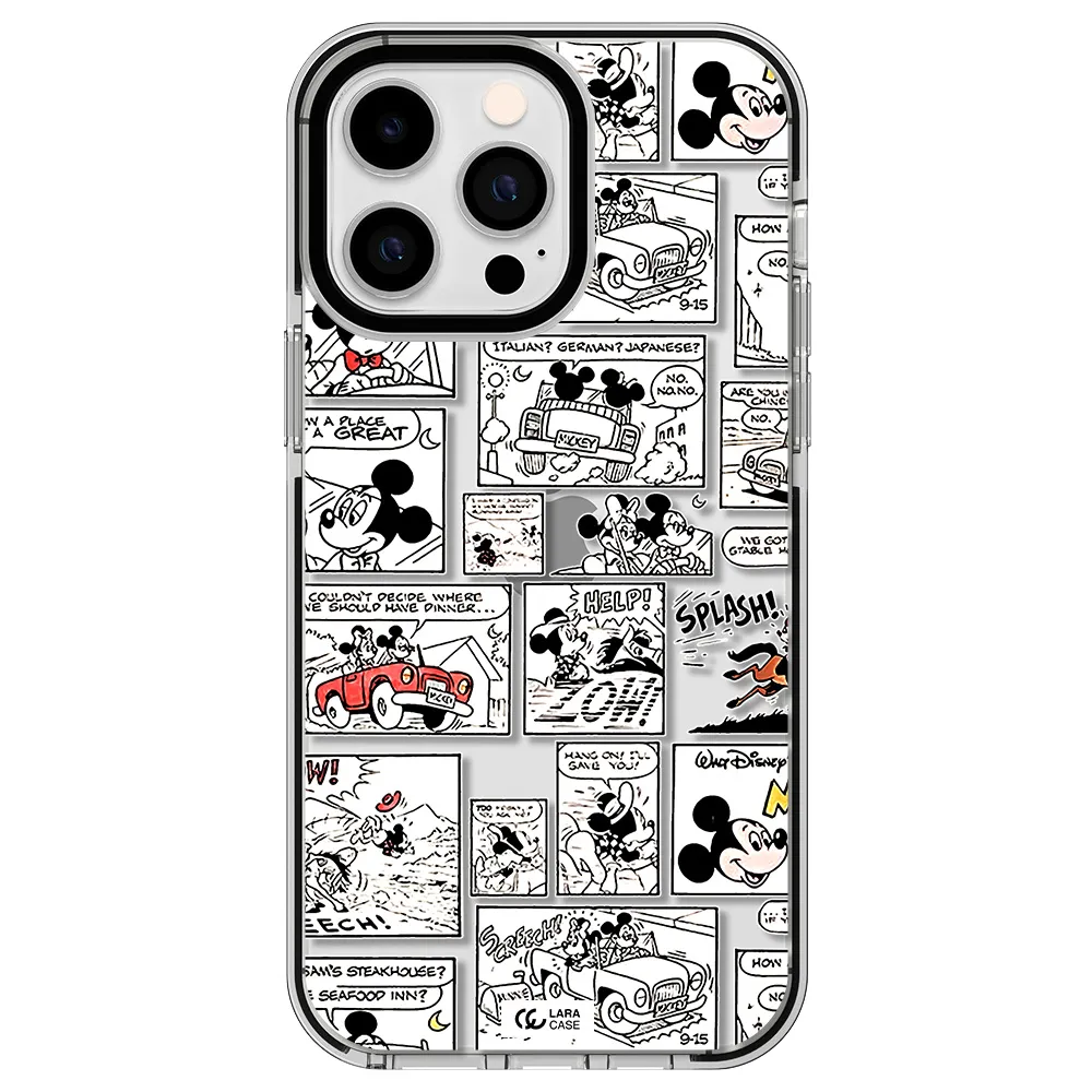 mickey mouse comic strip Apple iPhone 14 pro max impact black border Case