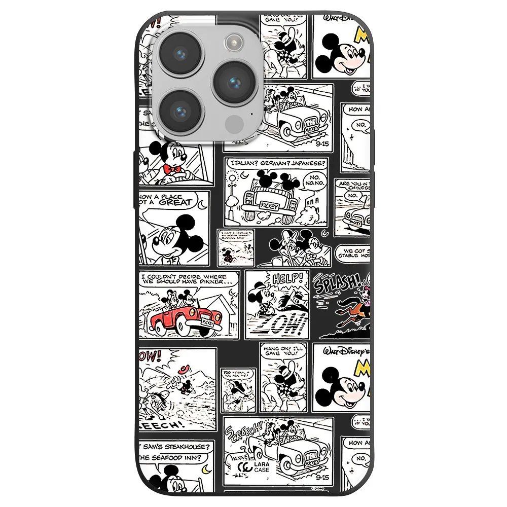 mickey mouse comic strip Apple iPhone 14 pro max Silicone black Case