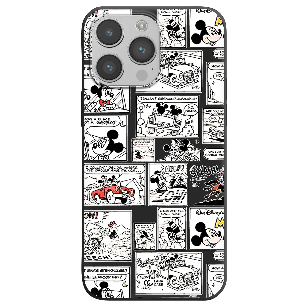 mickey mouse comic strip Apple iPhone 14 pro Silicone black Case