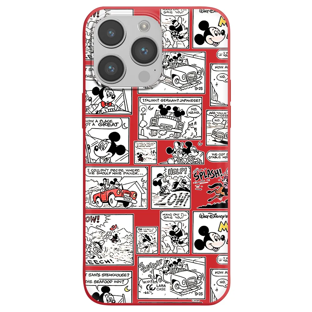 mickey mouse comic strip Apple iPhone 14 pro Silicone Imperial Red Case