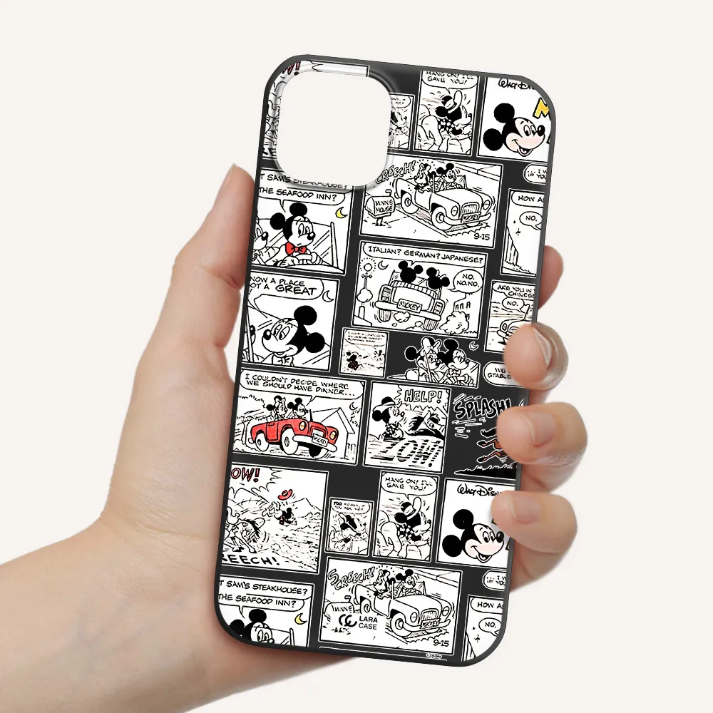 mickey mouse comic strip Apple iPhone 14 Silicone black Case