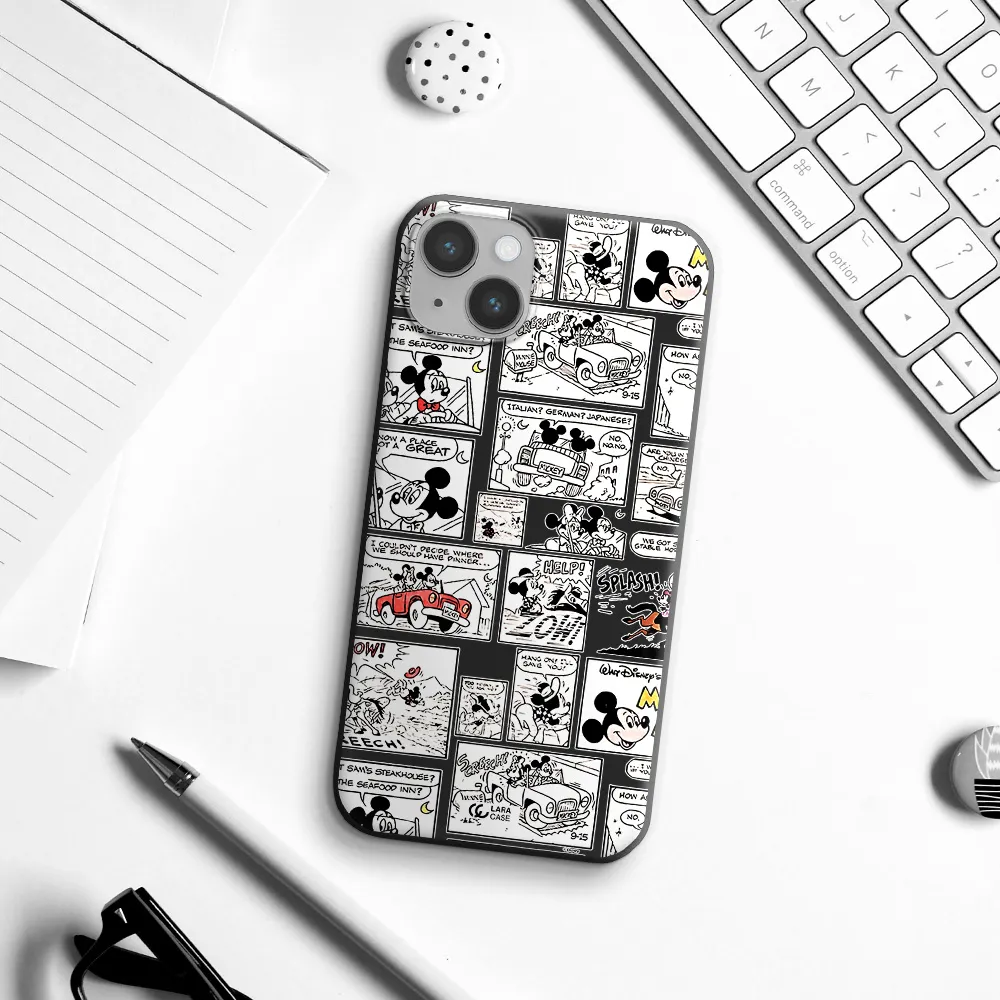 mickey mouse comic strip Apple iPhone 14 Silicone black Case