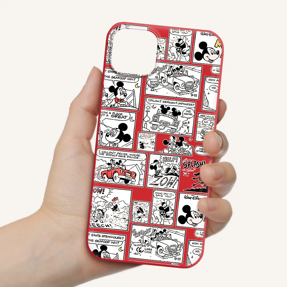 mickey mouse comic strip Apple iPhone 14 Silicone Imperial Red Case
