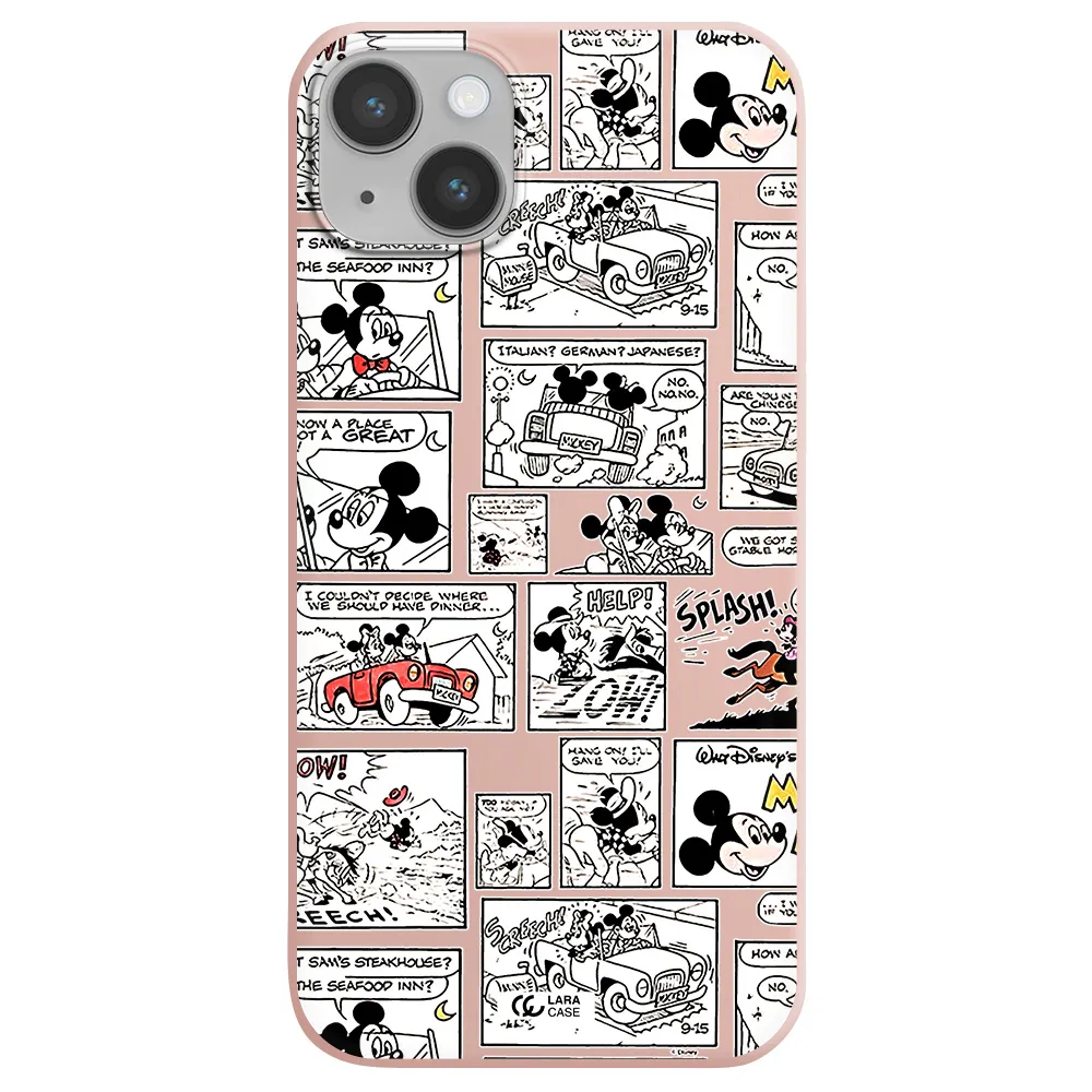 mickey mouse comic strip Apple iPhone 14 Silicone pastel pink Case