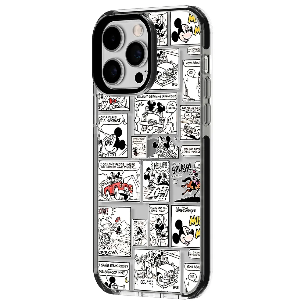 mickey mouse comic strip Apple iPhone 15 Pro impact black border Case
