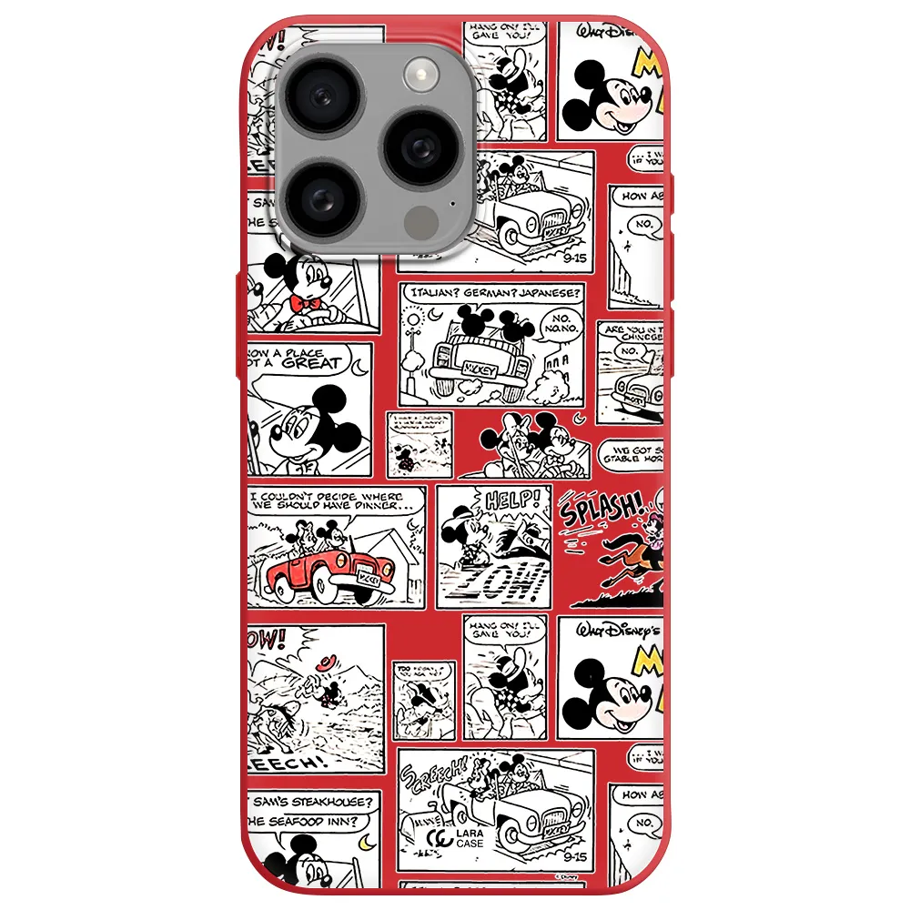 Mickey Mouse Comic Strip Apple Iphone 15 Pro Max Silicone Imperial Red Case