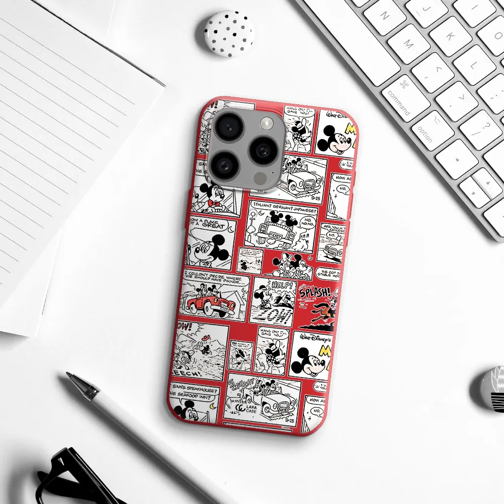 Mickey Mouse Comic Strip Apple Iphone 15 Pro Max Silicone Imperial Red Case