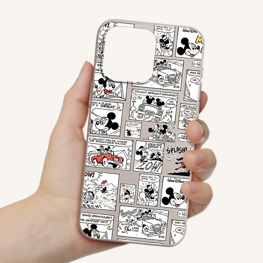 mickey mouse comic strip Apple Iphone 15 Pro max Silicone Stone Case