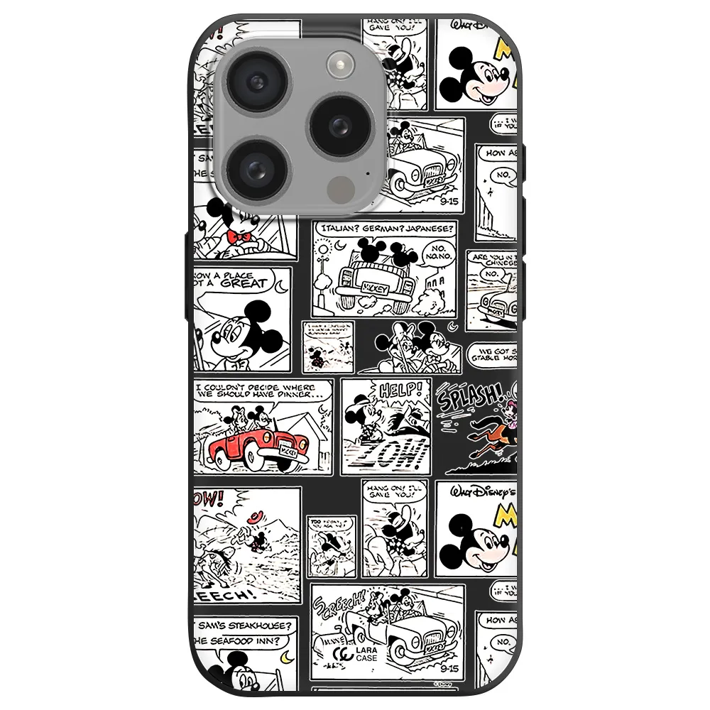 Mickey Mouse Comic Strip Apple Iphone 15 Pro Silicone Black Case