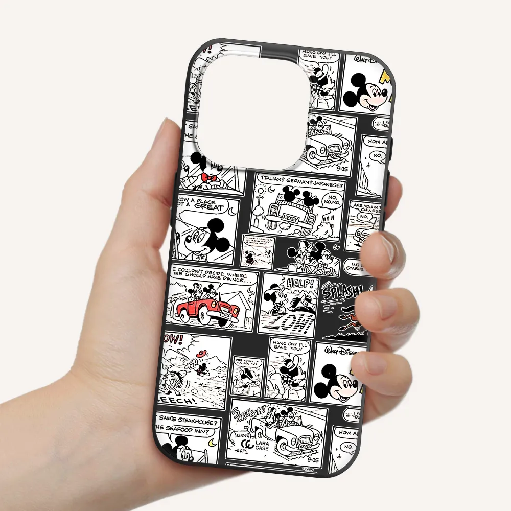 Mickey Mouse Comic Strip Apple Iphone 15 Pro Silicone Black Case