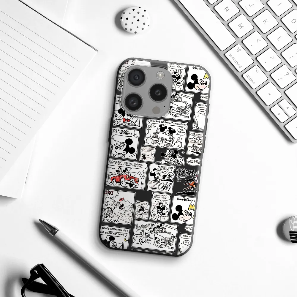 Mickey Mouse Comic Strip Apple Iphone 15 Pro Silicone Black Case