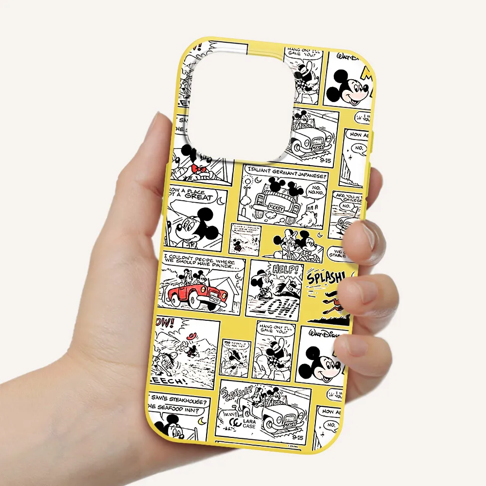 Mickey Mouse Comic Strip Apple Iphone 15 Pro Silicone Canary Yellow Case