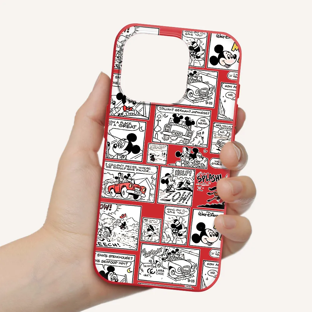 Mickey Mouse Comic Strip Apple Iphone 15 Pro Silicone Imperial Red Case