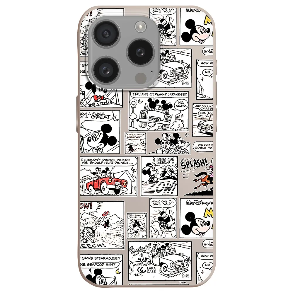 Mickey Mouse Comic Strip Apple Iphone 15 Pro Silicone Stone Case