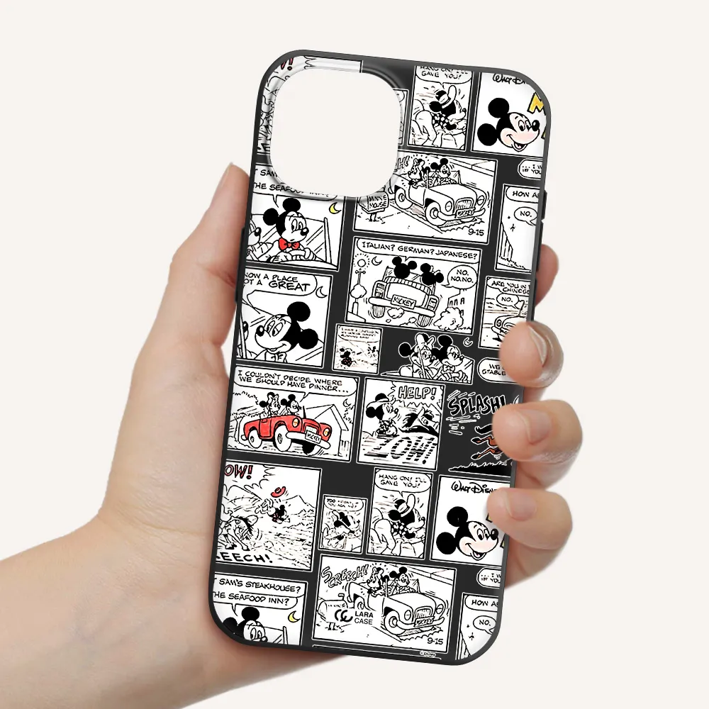 mickey mouse comic strip Apple iPhone 15 Silicone black Case