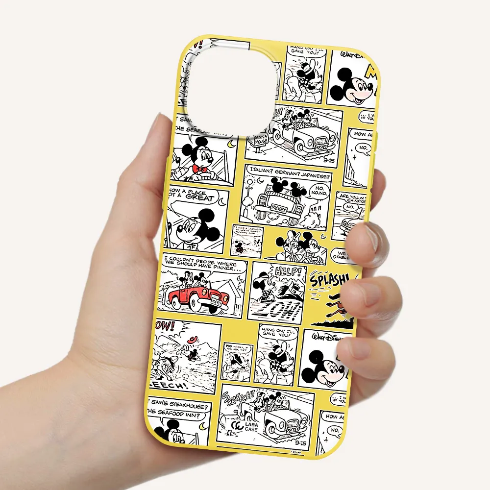 mickey mouse comic strip Apple iPhone 15 Silicone canary yellow Case