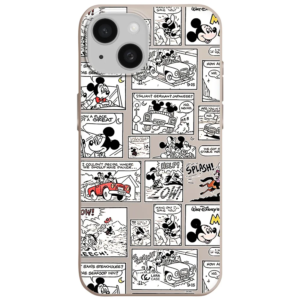 mickey mouse comic strip Apple iPhone 15 Silicone Stone Case