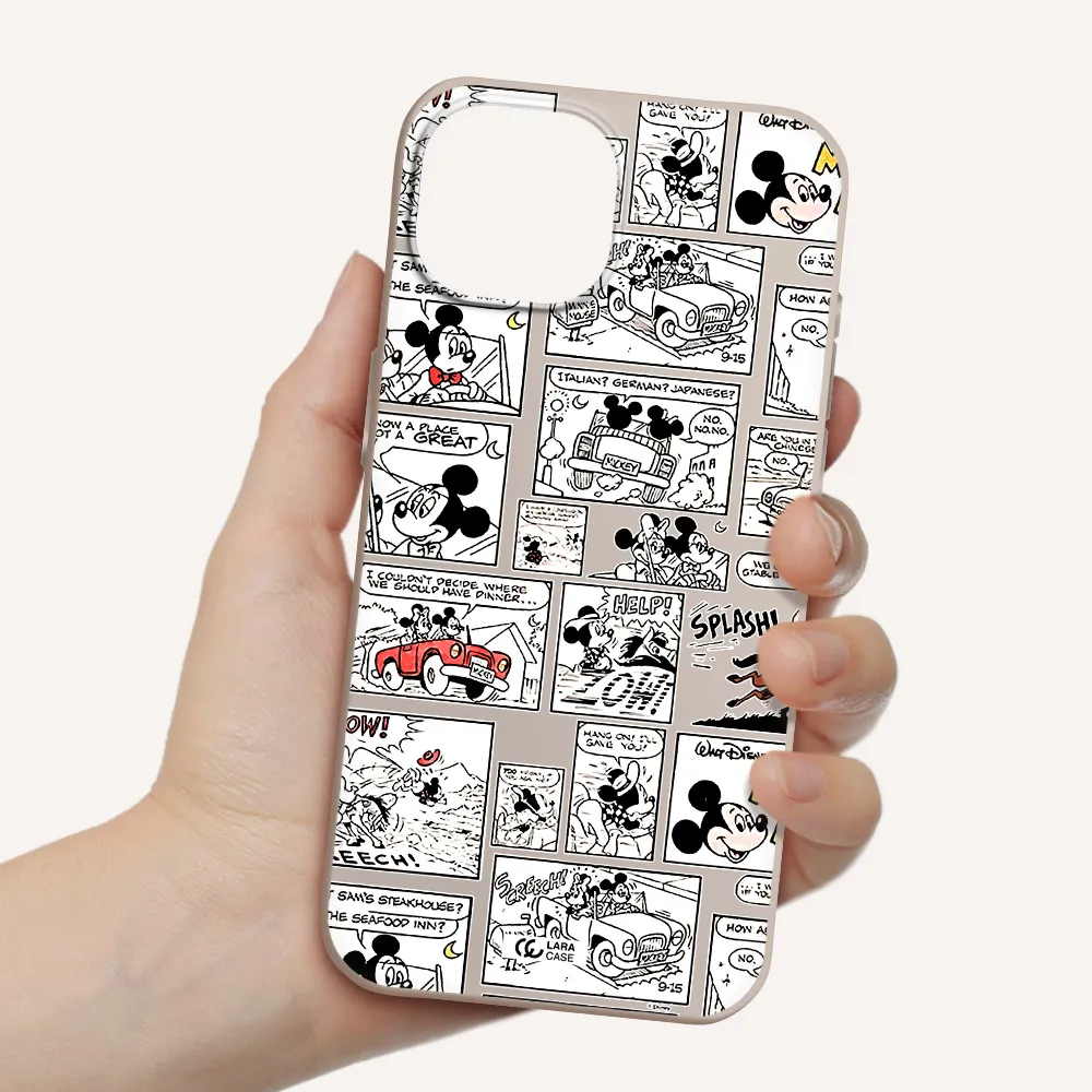 mickey mouse comic strip Apple iPhone 15 Silicone Stone Case