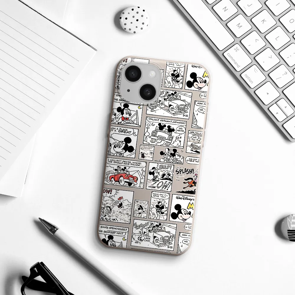 mickey mouse comic strip Apple iPhone 15 Silicone Stone Case