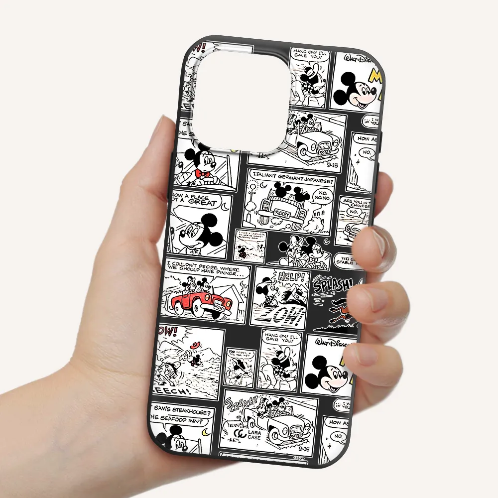 Mickey Mouse Comic Strip Apple Iphone 16 Pro Max Silicone Black Case