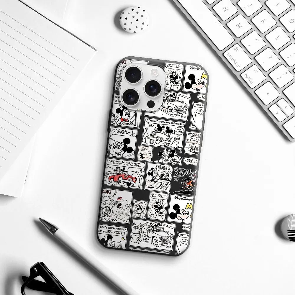 Mickey Mouse Comic Strip Apple Iphone 16 Pro Max Silicone Black Case