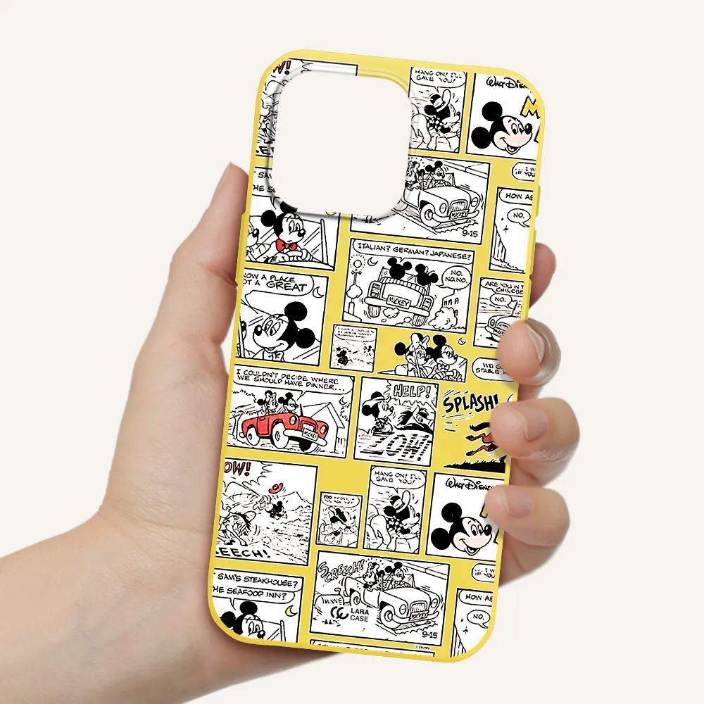 Mickey Mouse Comic Strip Apple Iphone 16 Pro Max Silicone Canary Yellow Case
