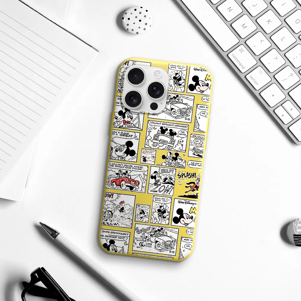 Mickey Mouse Comic Strip Apple Iphone 16 Pro Max Silicone Canary Yellow Case