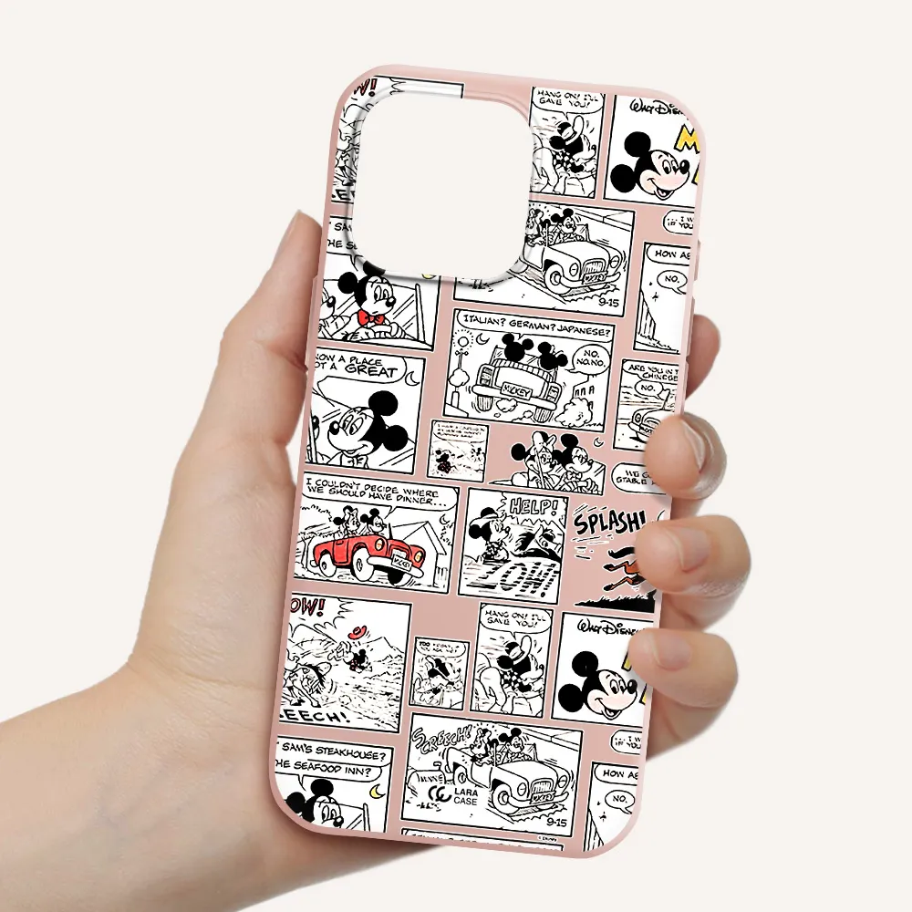 Mickey Mouse Comic Strip Apple Iphone 16 Pro Max Silicone Pastel Pink Case