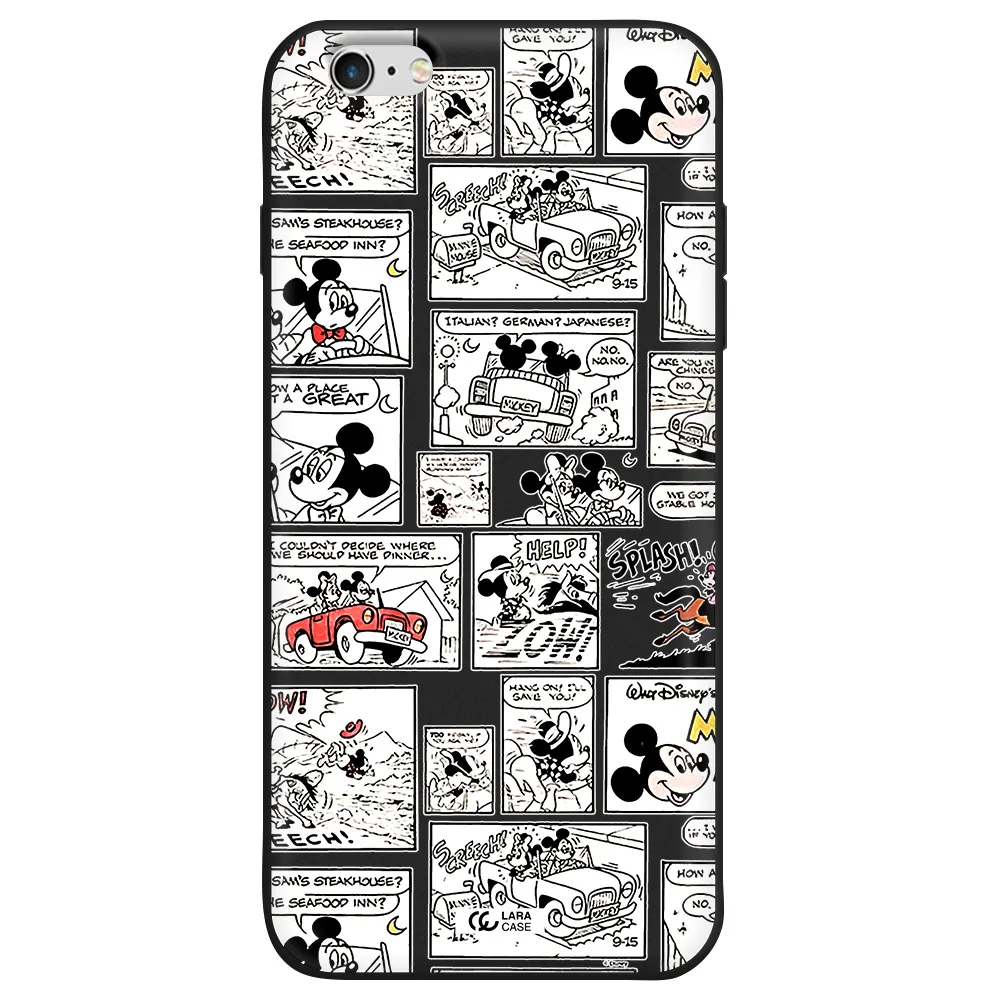 mickey mouse comic strip Apple iPhone 6 plus Silicone black Case