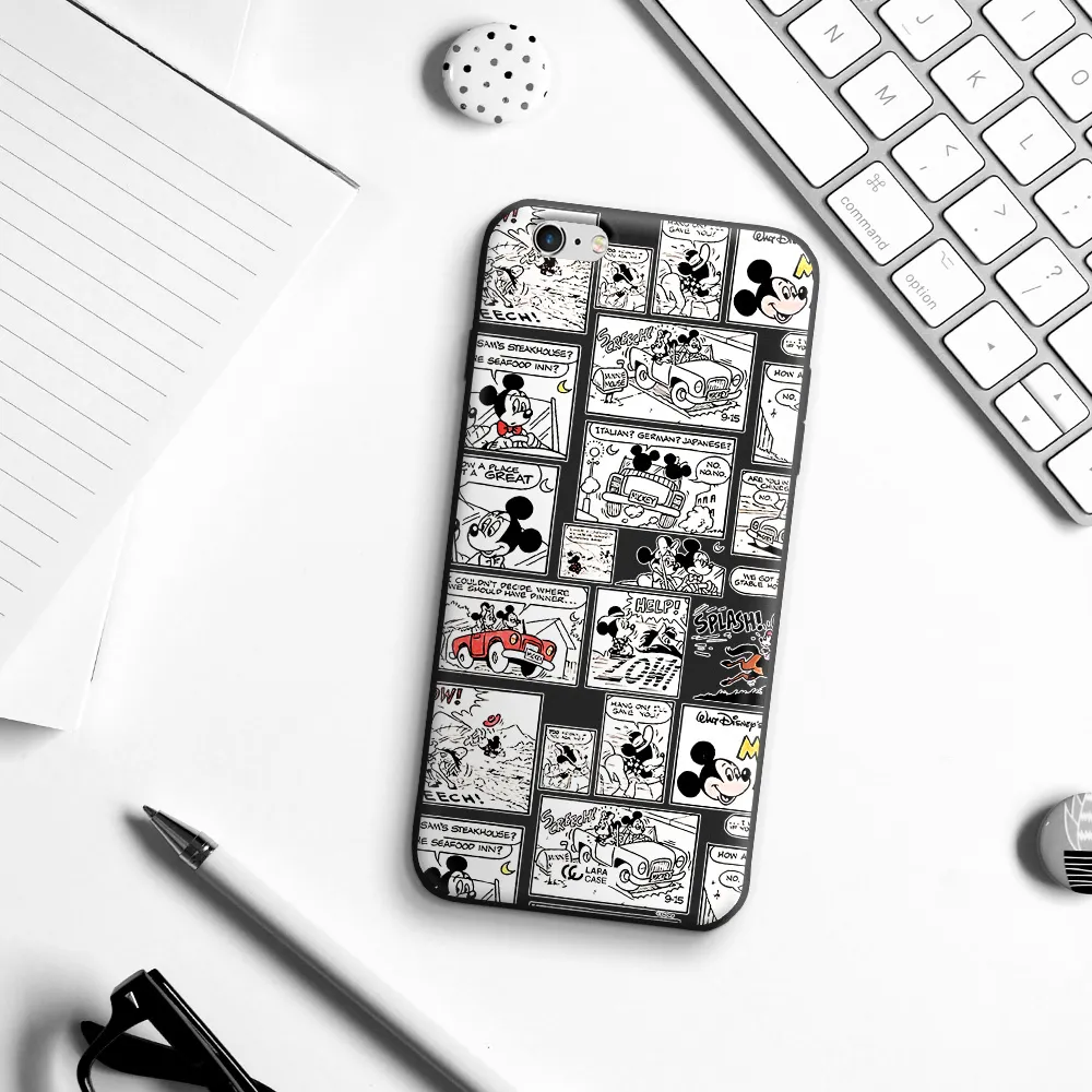 mickey mouse comic strip Apple iPhone 6 plus Silicone black Case