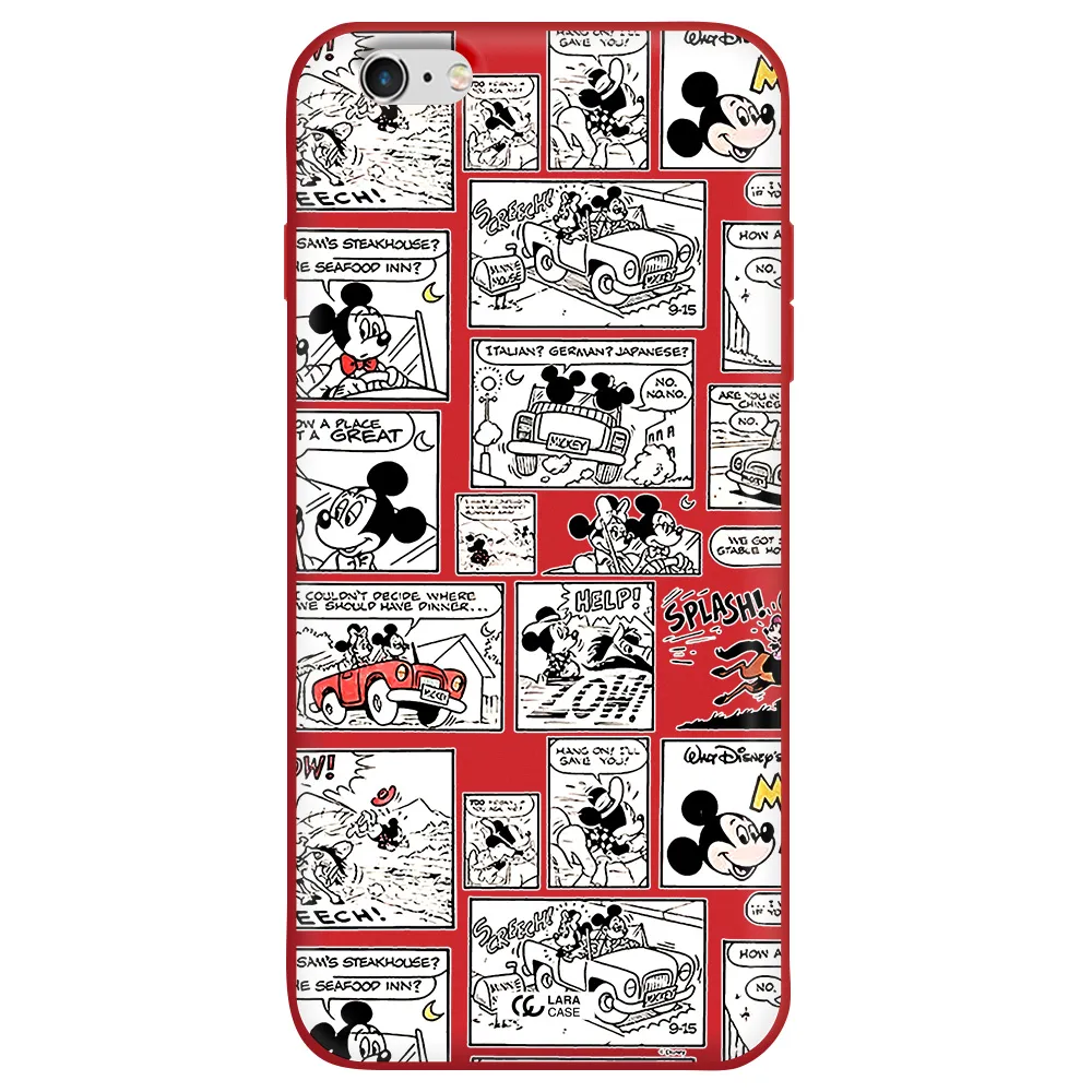 mickey mouse comic strip Apple iPhone 6 plus Silicone Imperial Red Case