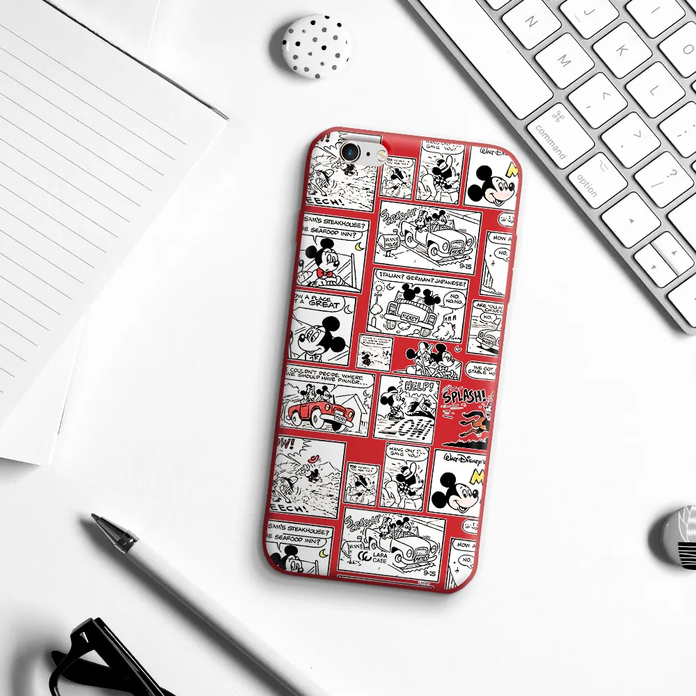 mickey mouse comic strip Apple iPhone 6 plus Silicone Imperial Red Case