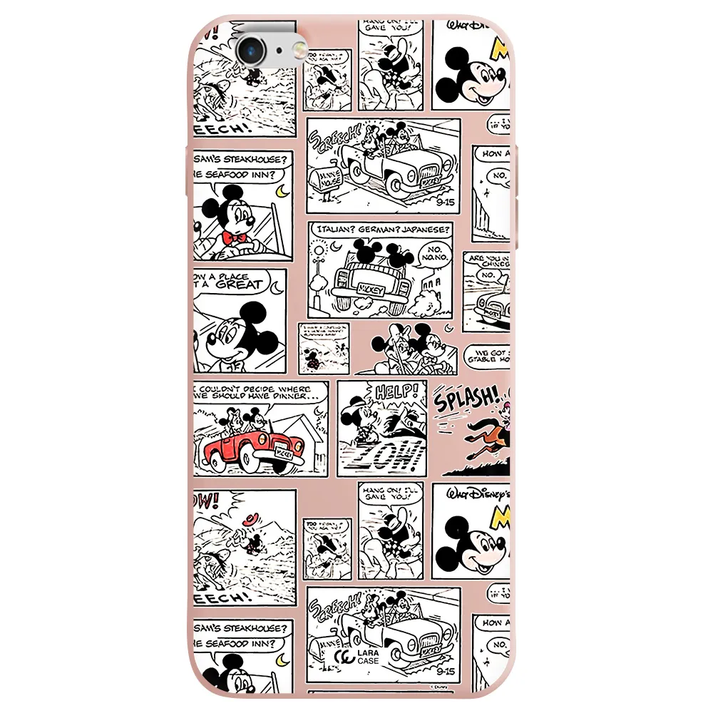 mickey mouse comic strip Apple iPhone 6 plus Silicone pastel pink Case