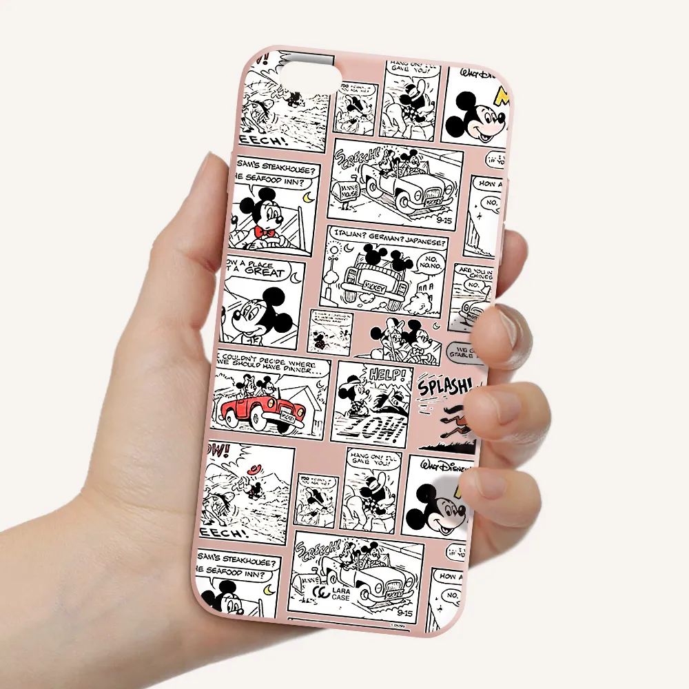 mickey mouse comic strip Apple iPhone 6 plus Silicone pastel pink Case