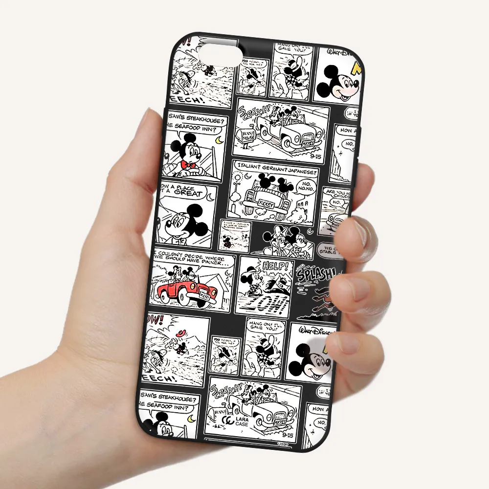 mickey mouse comic strip Apple iPhone 6 s plus Silicone black Case