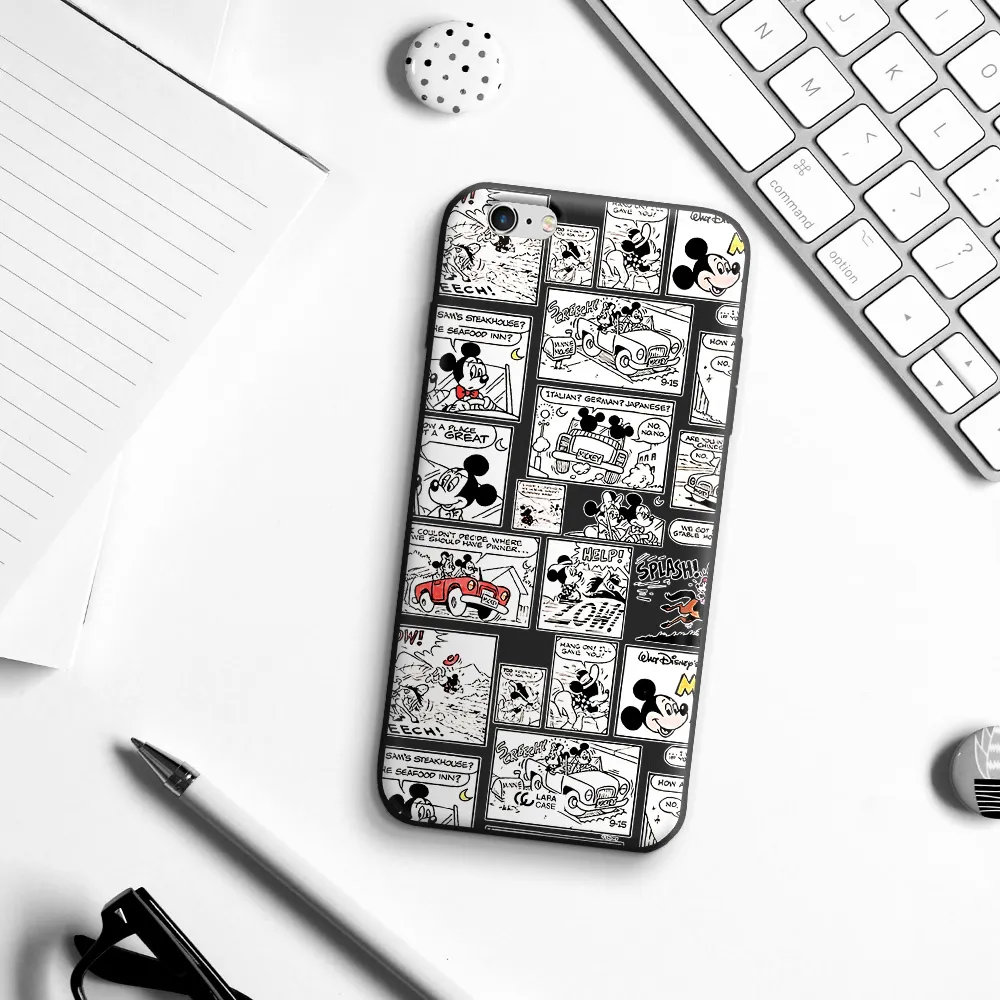 mickey mouse comic strip Apple iPhone 6 s plus Silicone black Case