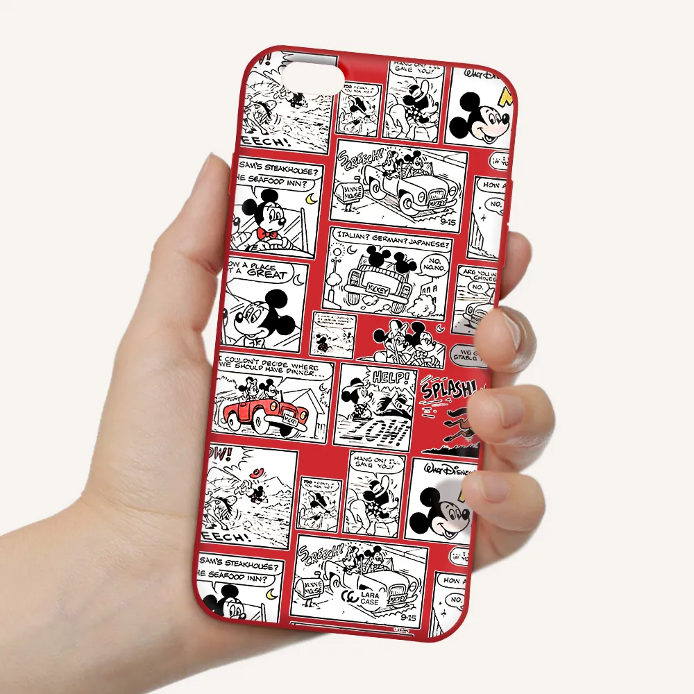 mickey mouse comic strip Apple iPhone 6 s plus Silicone Imperial Red Case
