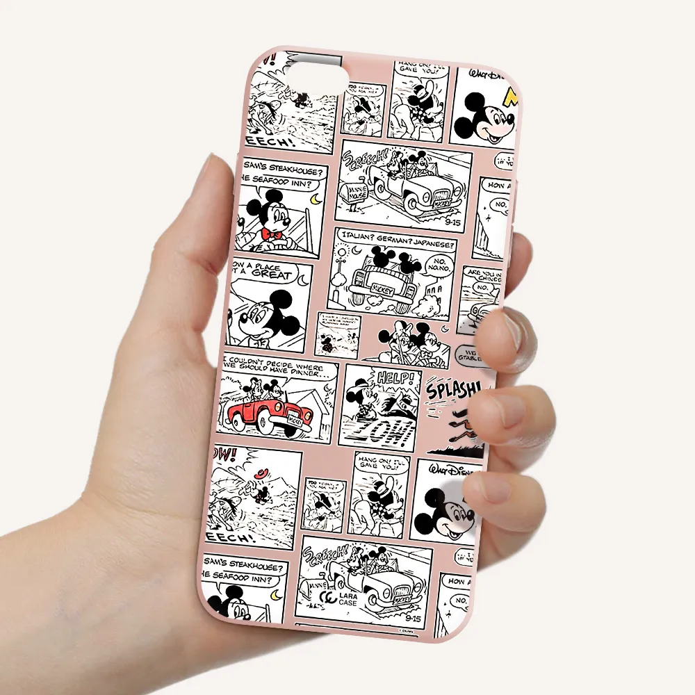 mickey mouse comic strip Apple iPhone 6 s plus Silicone pastel pink Case